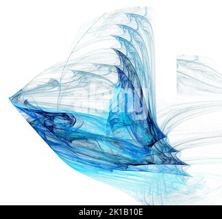 Abstrakte fraktale Grafiken. Designelement. Blaue Farbtöne. Weißer Hintergrund Stockfoto