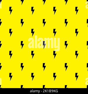 Thunder Vektor nahtlose Muster, Tapete. Symbolmuster der Schrauben. Gelbes nahtloses Muster mit elektrischen Blitzbolzen. Stock Vektor