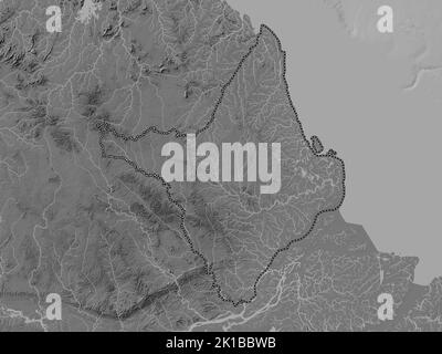 Amapa, Bundesstaat Brasilien. Bilevel-Höhenkarte mit Seen und Flüssen Stockfoto