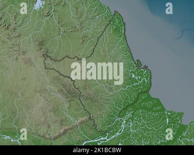 Amapa, Bundesstaat Brasilien. Höhenkarte im Wiki-Stil mit Seen und Flüssen Stockfoto
