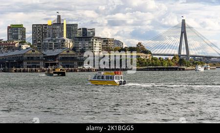 Ein Wassertaxi in Darling Harbour, Sydney Stockfoto
