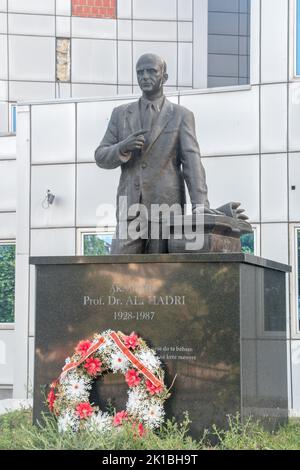 Pristina, Kosovo - 5. Juni 2022: Denkmal für den Historiker Ali Hadri. Stockfoto