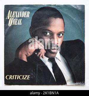 Bildercover der sieben-Zoll-Single-Version von Criticle von Alexander O'Neal, die 1987 erschien Stockfoto