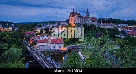 Schloss Sigmaringen war die fürstliche Burg und Regierungssitz der Fürsten von Hohenzollern-Sigmaringen. Das Hotel liegt in der Schwäbischen Alb Region von B Stockfoto