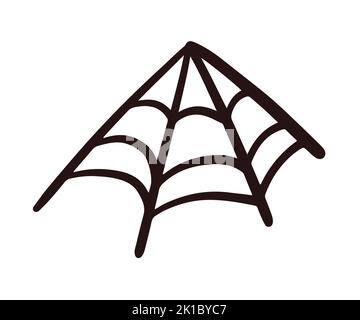 Monochromes Spinnennetz, Spinnennetz-Doodle-Symbol für Halloween Stock Vektor