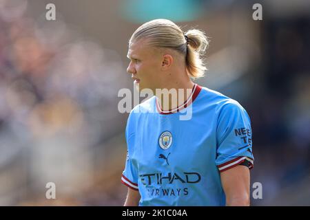 Wolverhampton, Großbritannien. 17. September 2022. Erling Håland #9 von Manchester City während des Premier League-Spiels Wolverhampton Wanderers gegen Manchester City in Molineux, Wolverhampton, Großbritannien, 17.. September 2022 (Foto von Conor Molloy/News Images) in Wolverhampton, Großbritannien am 9/17/2022. (Foto von Conor Molloy/News Images/Sipa USA) Quelle: SIPA USA/Alamy Live News Stockfoto