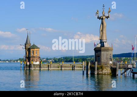 Skulptur Imperia am Hafeneingang, Konstanz, Bodensee, Baden-Württemberg, Deutschland Stockfoto