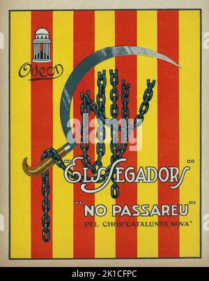 Partitura Musical del himno catalán Els Segadors. Editada por Odeón, año 1915. Stockfoto