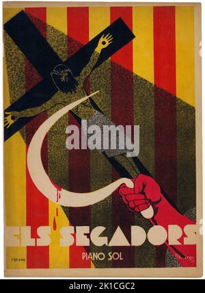 Partitura Musical del himno catalán Els Segadors. Barcelona, año 1932. Stockfoto