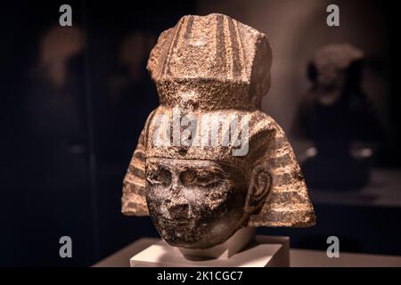 Wahrscheinlich Chef des pharao Shabaka, Granit, 25. Dynastie, 716-702 v. Chr., wahrscheinlich Heliopolis, Ägypten, Sammlung des British Museum. Stockfoto