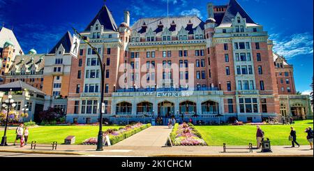 Vancouver Island, Kanada - 15. August 2017: Außenansicht des Empress Hotels Stockfoto