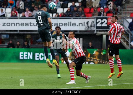 ROTTERDAM, NIEDERLANDE - 17. SEPTEMBER: Ricardo Pepi vom FC Groningen erzielt das erste Tor seines Teams beim niederländischen Eredivisie-Spiel zwischen Sparta Rotterdam und dem FC Groningen am 17. September 2022 in Het Kasteel in Rotterdam, Niederlande (Foto: Hans van der Valk/Orange Picts) Stockfoto