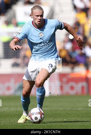 Wolverhampton, Großbritannien. 17.. September 2022. Erling Haaland aus Manchester City während des Premier League-Spiels in Molineux, Wolverhampton. Bildnachweis sollte lauten: Darren Staples / Sportimage Credit: Sportimage/Alamy Live News Stockfoto