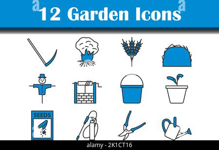 Garten-Icon-Set. Editierbare Fett Formatigte Kontur Mit Farbfüllungsdesign. Vektorgrafik. Stock Vektor