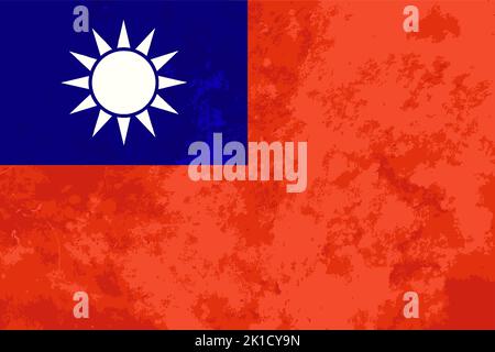 Helle Taiwan-Flagge mit Grunge-Textur Stock Vektor