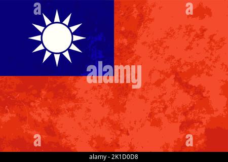 Helle Taiwan-Flagge mit Grunge-Textur Stock Vektor
