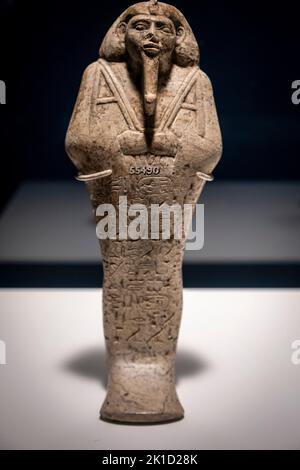 Ushebti des pharao Taharqa, Serpentin, 25. Dynastie, 690-664 v. Chr., Grab von Taharqa, Nuri, Sudan, Sammlung des British Museum. Stockfoto