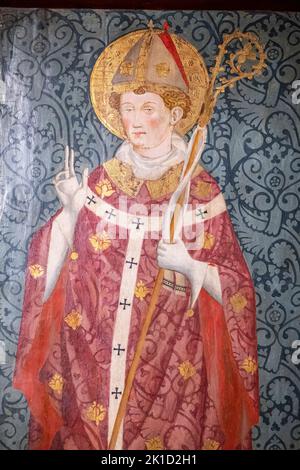 St. Nicolau als Bischof gekleidet, Gabriel Moger, 1407-1410, Tempera auf Holz, Kirche Roser Vell, Mallorca, Spanien. Stockfoto