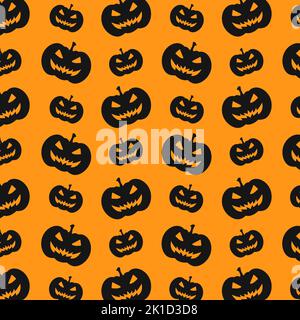 Gruselige Halloween Kürbis Silhouette Nahtloses Muster Vektor Illustration Hintergrund Stock Vektor