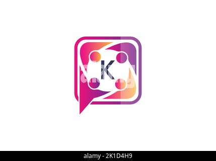 Buchstabe K Monogramm Alphabet mit Gruppe Chat Logo Design-Konzept. Stock Vektor