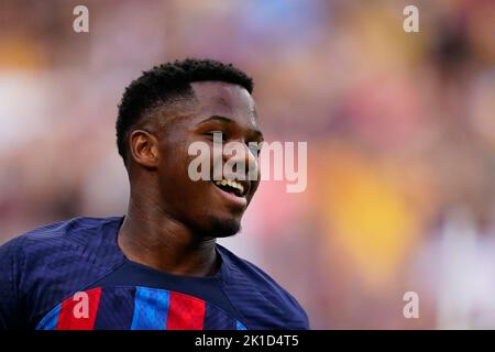 Barcelona, Spanien. 17. September 2022. Ansu Fati vom FC Barcelona während des La Liga-Spiels zwischen dem FC Barcelona und Elche CF spielte am 17. September 2022 im Camp Nou Stadium in Barcelona, Spanien. (Foto von Sergio Ruiz / PRESSIN) Quelle: PRESSINPHOTO SPORTS AGENCY/Alamy Live News Stockfoto