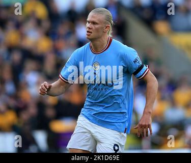 Wolverhampton, Großbritannien. 17. September 2022. 17.. September 2022; Molineux Stadium, Wolverhampton, West Midlands, England; Premier League Football, Wolverhampton Wanderers versus Manchester City: Erling Haaland of Manchester City Credit: Action Plus Sports Images/Alamy Live News Stockfoto