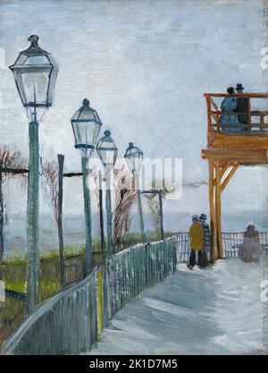 Terrasse und Aussichtsplattform im Moulin de Blute-Fin. Montmartre. Vincent van Gogh. Anfang 1887. Stockfoto