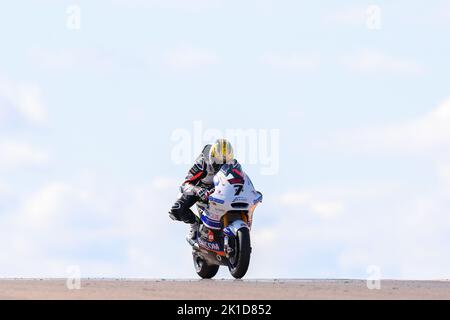 Barry Baltus aus Belgien von RW Racing GP mit Kalex während des Moto2 Freifahrens des MotoGP Gran Premio Animoca Brands de Aragon auf dem Motorland Aragon Circuit in Alcaniz, Spanien. Stockfoto