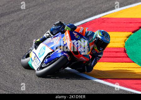 Alcaniz, Aragon, Spanien. 16. Sep, 2022. D0< während des Moto2 Freifahrens des MotoGP Gran Premio Animoca Brands de Aragon auf dem Motorland Aragon Circuit in Alcaniz, Spanien. (Bild: © David Ramirez/DAX via ZUMA Press Wire) Stockfoto