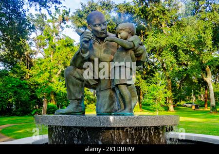 „Tears of Sorrow Tears of Joy“, eine Skulptur von Stephen Spears, ehrt Militärveteranen im Henry George Bluff Park in Fairhope, Alabama. Stockfoto