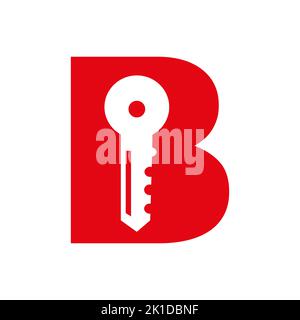 Buchstabe B-Schlüssel-Logo Kombinieren Sie mit Haus locker-Schlüssel für Immobilien und Haus Vermietung Symbol Vektor-Vorlage Stock Vektor