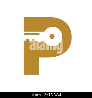 Buchstabe P-Schlüssel-Logo kombinieren mit Haus locker-Schlüssel für Immobilien und Haus Vermietung Symbol Vektor-Vorlage Stock Vektor
