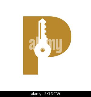 Buchstabe P-Schlüssel-Logo kombinieren mit Haus locker-Schlüssel für Immobilien und Haus Vermietung Symbol Vektor-Vorlage Stock Vektor