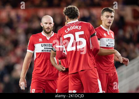 Middlesbrough, Großbritannien. 17. September 2022. Matt Clarke #5 von Middlesbrough während des Sky Bet Championship-Spiels Middlesbrough gegen Rotherham United im Riverside Stadium, Middlesbrough, Großbritannien, 17.. September 2022 (Foto von James Heaton/Nachrichtenbilder) in Middlesbrough, Großbritannien am 9/17/2022. (Foto von James Heaton/News Images/Sipa USA) Quelle: SIPA USA/Alamy Live News Stockfoto