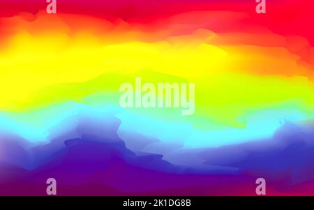 Heller Vektor Aquarell Regenbogenfarben verschwommener Hintergrund. Schöne bunte abstrakte glatte Natur Landschaft Tapete in Spektrum Farben für Web d Stockfoto