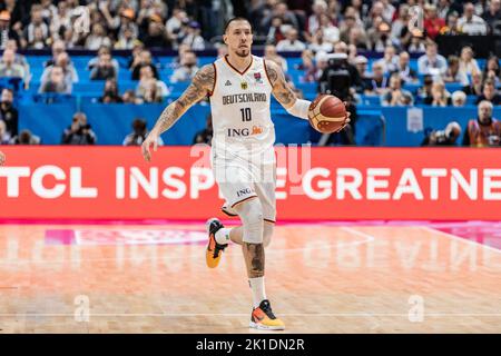 Berlin, Deutschland. 16. September 2022. Daniel Theis aus Deutschland spielt im Halbfinale des FIBA Eurobasket 2022 zwischen Spanien und Deutschland in der Mercedes-Benz Arena gegen Spanien. Endergebnis; Spanien 96:91 Deutschland. (Foto von Nicholy Muller/SOPA Images/Sipa USA) Quelle: SIPA USA/Alamy Live News Stockfoto