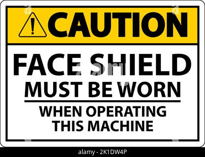 Vorsicht Gesichtsschutz Muss Auf Weißem Hintergrund Getragen Werden Stock Vektor