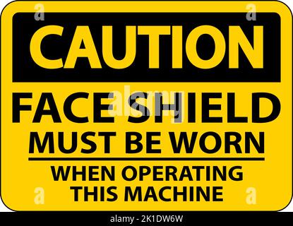 Vorsicht Gesichtsschutz Muss Auf Weißem Hintergrund Getragen Werden Stock Vektor
