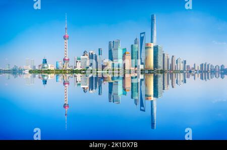 Panoramablick auf Lujiazui, Shanghai, China Stockfoto