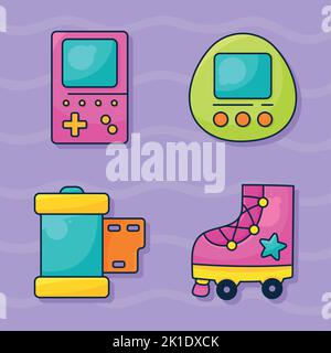 90s Stil moderne Set-Ikonen Stock Vektor