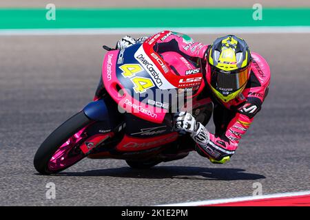 Alcaniz, Aragon, Spanien. 16. September 2022. David Munoz aus Spanien vom BOE Motorsports Team mit KTM während des Moto3 Freifahrens des MotoGP Gran Premio Animoca Brands de Aragon auf dem Motorland Aragon Circuit in Alcaniz, Spanien. (Bild: © David Ramirez/DAX via ZUMA Press Wire) Stockfoto