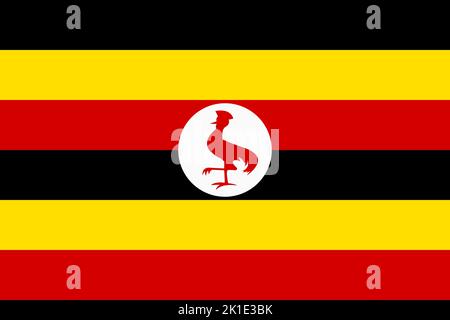 Flagge Ugandas. Ugandisches nationales Banner und patriotisches Symbol. Offizielle Farben. Flache Vektorgrafik. Stock Vektor