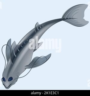 Schnurrbart Fisch Vektor-Design, Tiefseefisch, Sportfischen Fisch Stock Vektor