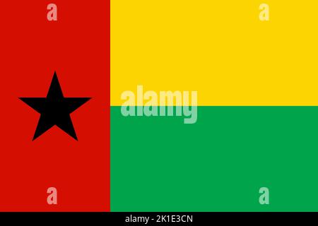 Flagge Guinea-Bissau. Nationalbanner und patriotisches Symbol der Republik Guinea-Bissau. Offizielle Farben. Flache Vektorgrafik. Stock Vektor