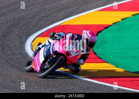 Alcaniz, Aragon, Spanien. 16. Sep, 2022. Während Moto3 Freies Training des MotoGP Gran Premio Animoca Brands de Aragon auf dem Motorland Aragon Circuit in Alcaniz, Spanien. (Bild: © David Ramirez/DAX via ZUMA Press Wire) Stockfoto