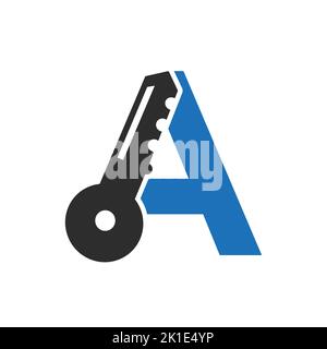 Schreiben Sie Ein Key Logo kombinieren mit Haus locker Schlüssel für Immobilien und Haus Vermietung Symbol Vektor-Vorlage Stock Vektor