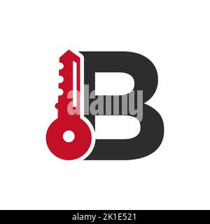 Buchstabe B-Schlüssel-Logo Kombinieren Sie mit Haus locker-Schlüssel für Immobilien und Haus Vermietung Symbol Vektor-Vorlage Stock Vektor