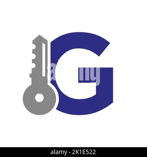 Buchstabe G-Schlüssel-Logo kombinieren mit Haus locker-Schlüssel für Immobilien und Haus Vermietung Symbol Vektor-Vorlage Stock Vektor