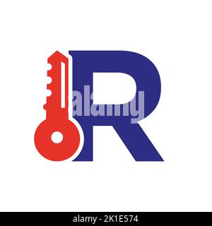 Buchstabe R-Schlüssel-Logo kombinieren mit Haus locker-Schlüssel für Immobilien und Haus Vermietung Symbol Vektor-Vorlage Stock Vektor