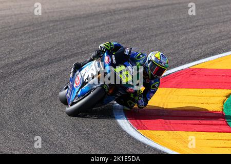 Alcaniz, Aragon, Spanien. 16. September 2022. Lorenzo Dalla Porta aus Italien vom Italtrans Racing Team mit Kalex während des Moto2 Freifahrens des MotoGP Gran Premio Animoca Brands de Aragon auf dem Motorland Aragon Circuit in Alcaniz, Spanien. (Bild: © David Ramirez/DAX via ZUMA Press Wire) Stockfoto